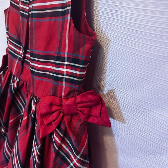 Carters Toddler Girl 2T Dress Holiday Red Green Plaid With Bows 3 Button Back - Picture 4 of 8